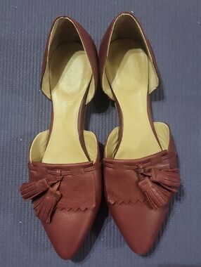 Poppy Barley D'Orsay Fringe - Burgundy sz 6